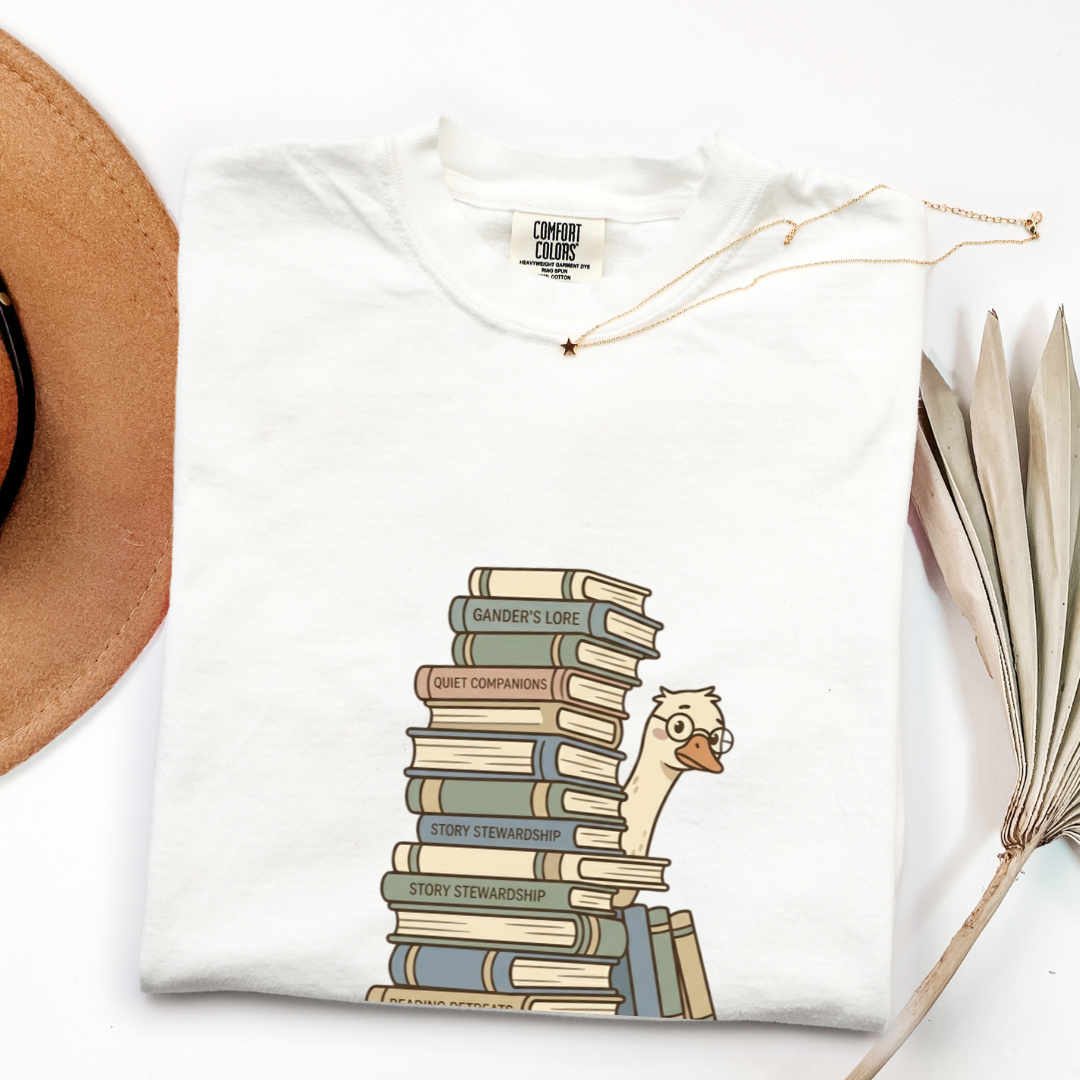 Book Hoarder Goose T-shirt
