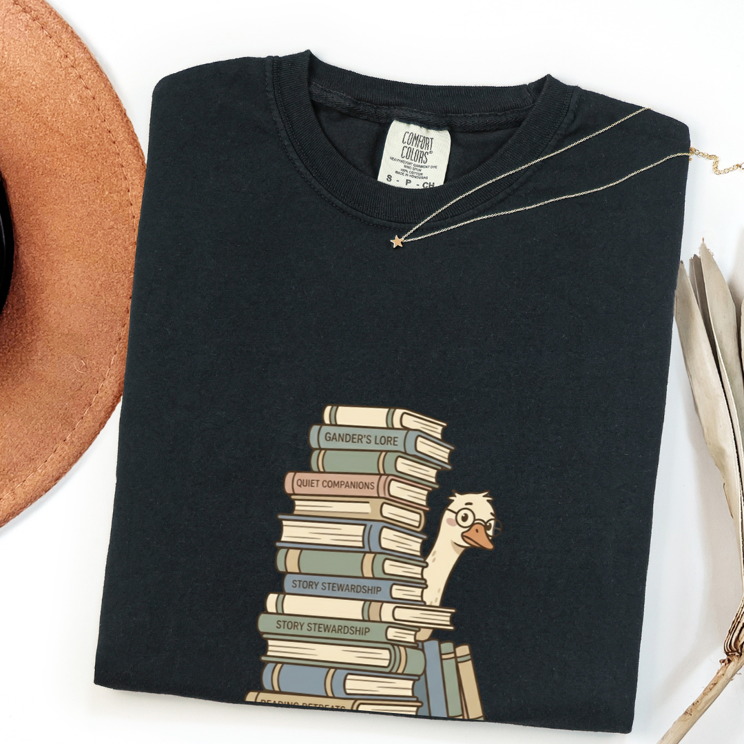 Book Hoarder Goose T-shirt